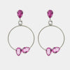 Orecchini in Argento 925 a cerchio con cristalli rosa