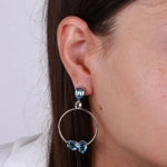 Orecchini in Argento 925 a cerchio con cristalli azzurri
