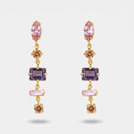 Orecchini in Argento 925 con cristalli rosa e viola - BYSIMON gioielli