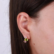 Orecchini in Argento 925 con cristalli rosa e verdi