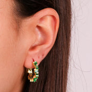 Orecchini in Argento 925 semicerchio con zirconi nelle sfumature del verde