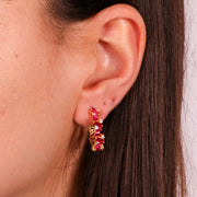 Orecchini in Argento 925 con zirconi nelle sfumature del rosso