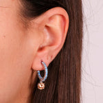 Orecchini in Argento 925 con zirconi celesti e zircone pendente champagne Collezione Amsterdam - BYSIMON gioielli