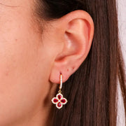 Orecchini in Argento 925 con fiore pendente magenta e zirconi bianchi