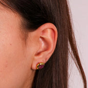 Orecchini in Argento 925  con cuore centrale rosso