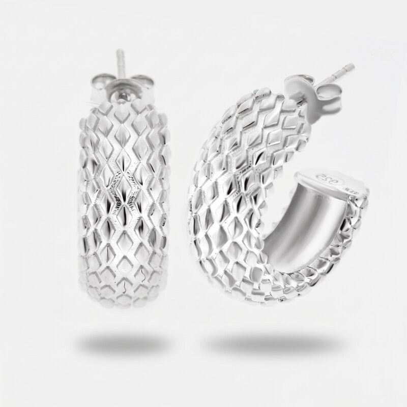 Orecchini in Argento 925 a cerchio puntinati Collezione Amsterdam - BYSIMON gioielli