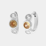 Orecchini in Argento 925 con zircone champagne Collezione Amsterdam - BYSIMON gioielli