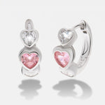 Orecchini in Argento 925 con cuore centrale rosa e bianchi - BYSIMON gioielli