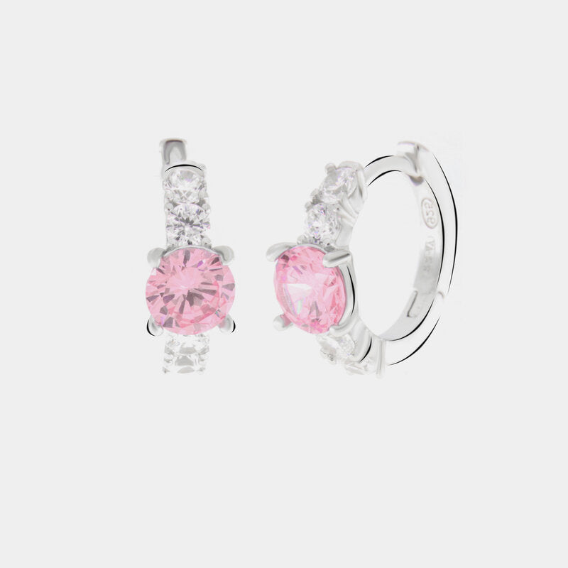 Orecchini in Argento 925 con zirconi bianchi e rosa - BYSIMON gioielli