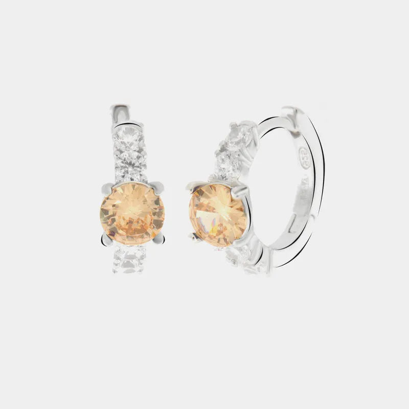 Orecchini in Argento 925 con zircone champagne - BYSIMON gioielli