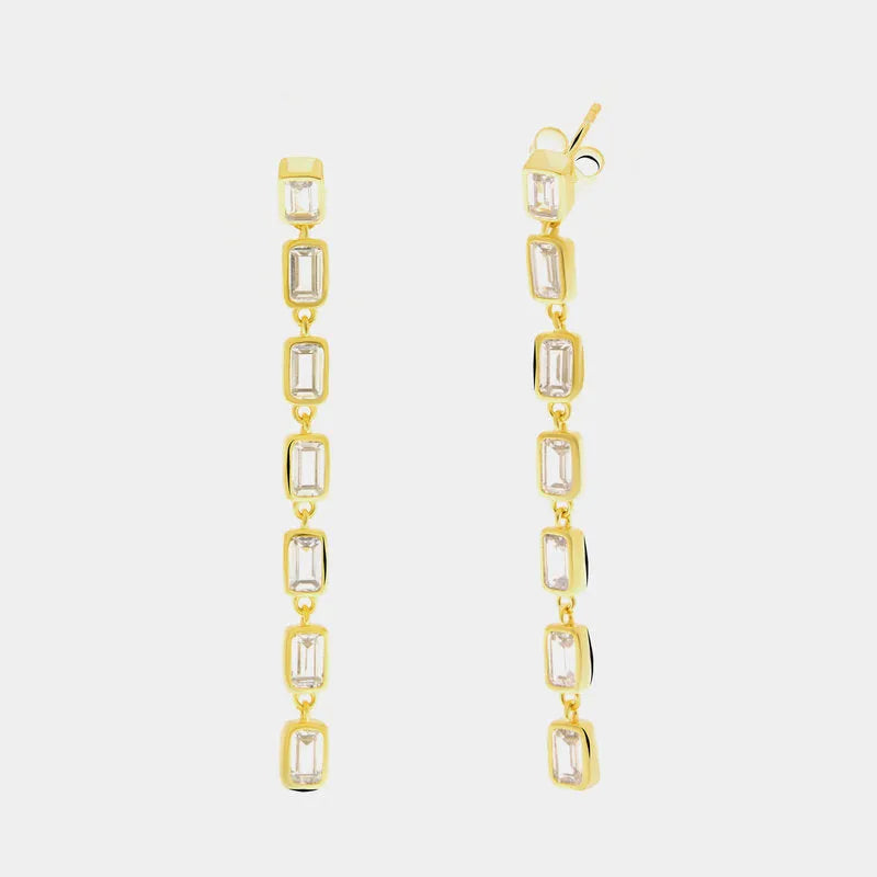 Orecchini in Argento 925 lunghi eleganti con zirconi Collezione Amsterdam - BYSIMON gioielli