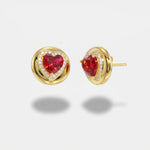 Orecchini in Argento 925  con cuore rosso e zirconi bianchi - BYSIMON gioielli