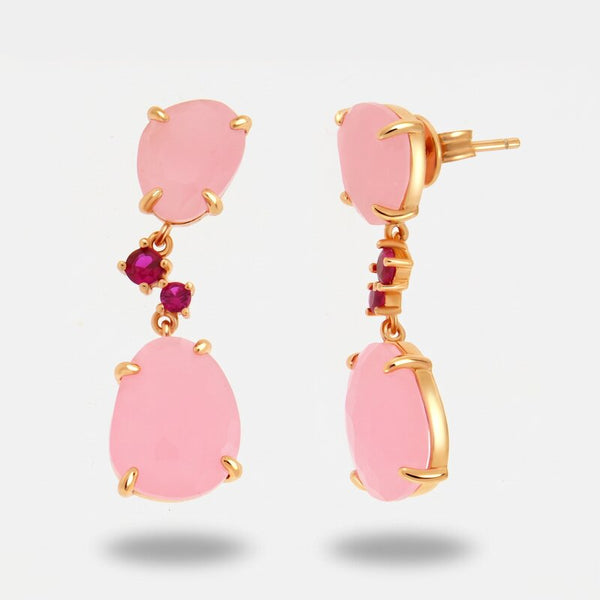 Orecchini in Argento 925 a goccia con zirconi rosa - BYSIMON gioielli