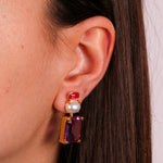 Orecchini in Argento 925 con zirconi rettangolari viola SIMEONE - gioiello BySimon