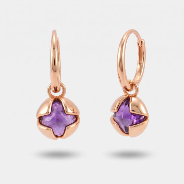 Orecchini in Argento 925 con fiore viola - BYSIMON gioielli
