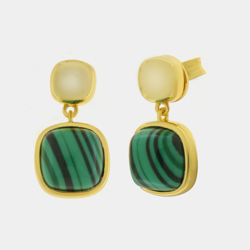 925 Silver Earrings with Green Natural Stones