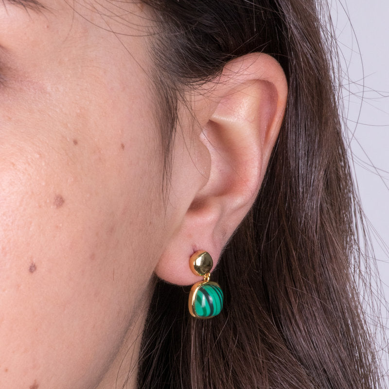 925 Silver Earrings with Green Natural Stones
