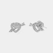 Orecchini in Argento 925 a lobo cuore con zirconi bianchi