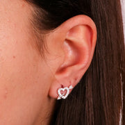 Orecchini in Argento 925 a lobo cuore con zirconi bianchi