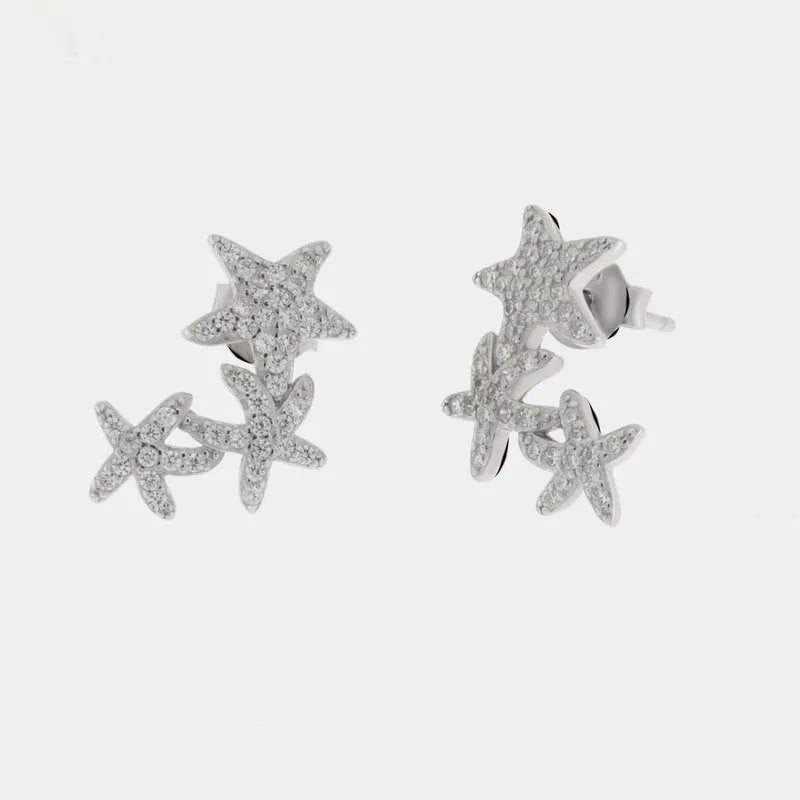 Orecchini in Argento 925 a tre stelle con zirconi bianchi BYSIMON - gioiello BySimon