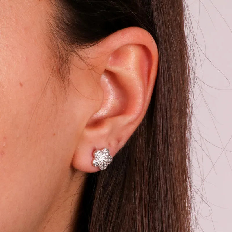 Orecchini A Lobo Zirconi, Orecchini Sposa Fiore Argento 925 Forma Ovale Bianco Regalo per Compleanno Post con Attrito Indietro 15.5X13.3mm Orecchini A Lobo Zirconi, Orecchini Sposa Fiore Argento 925 Forma Ovale Bianco Regalo per Compleanno Post con Attrito Indietro 15.5X13.3mm