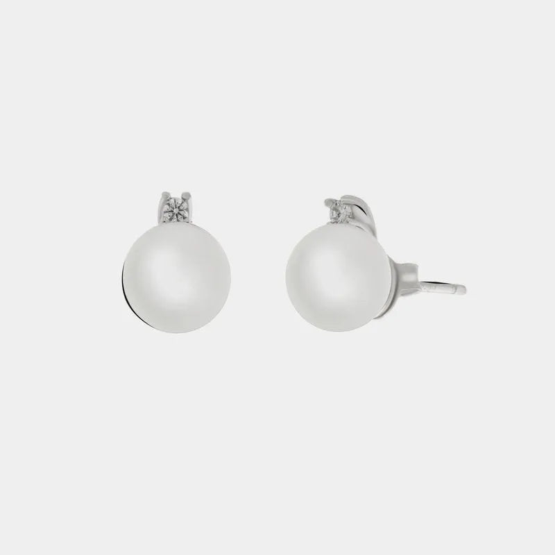Orecchini in Argento 925 con perla e zircone bianco - BYSIMON gioielli