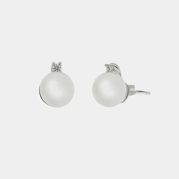 Orecchini in Argento 925 con perla e zircone bianco - BYSIMON gioielli