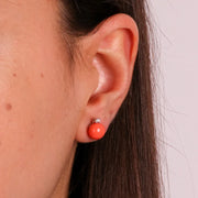 Orecchini in Argento 925 in pasta di corallo e zirconi bianchi