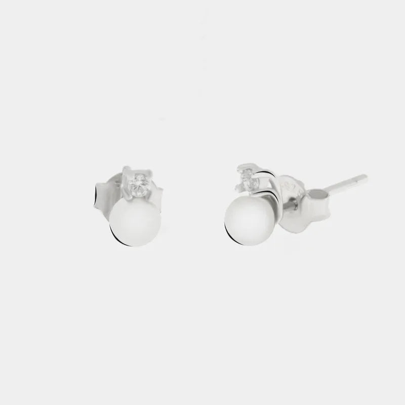 Orecchini in Argento 925 con perla e zircone bianco BYSIMON - gioiello BySimon