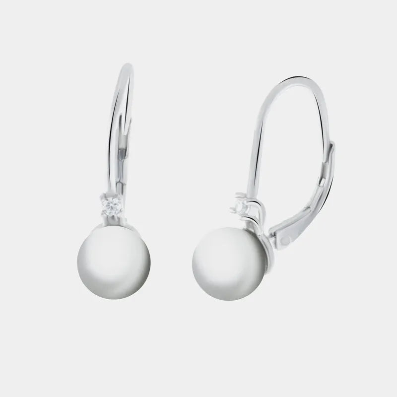 925 Silver Earrings with Pearl and Monachella Closure