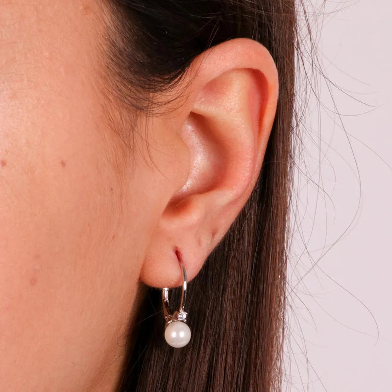 925 Silver Earrings with Pearl and Monachella Closure