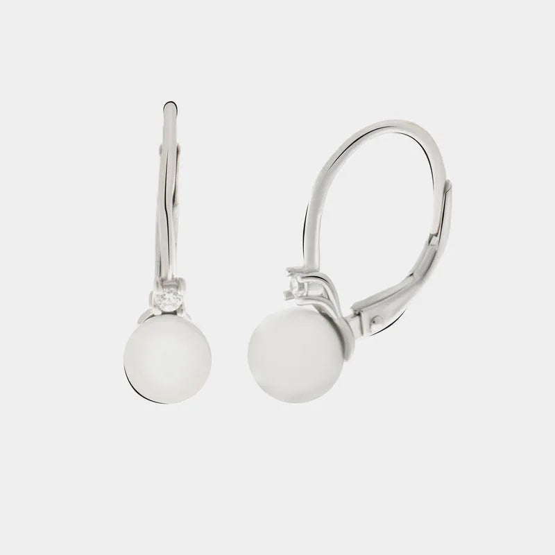 925 Silver Earrings with Pearl and Monachella Closure