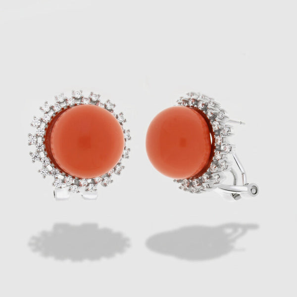 Orecchini in Argento 925 con perla in pasta di corallo - BYSIMON gioielli