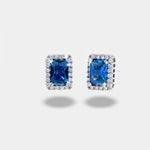 Orecchini in Argento 925 a lobo  con zircone blu - BYSIMON gioielli