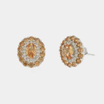 Orecchini in Argento 925 a lobo con zirconi color champagne
