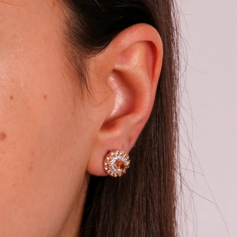 925 Silver Stud Earrings with Champagne Zirconia