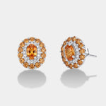 Orecchini in Argento 925 a lobo con zirconi color champagne - BYSIMON gioielli