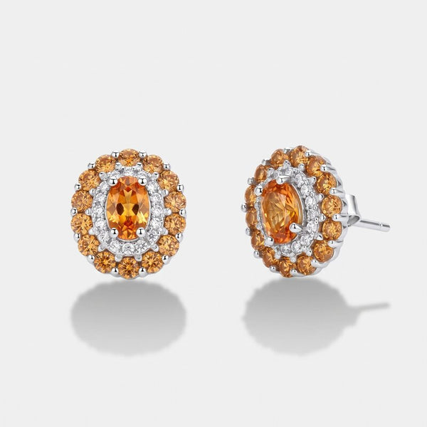 Orecchini in Argento 925 a lobo con zirconi color champagne - BYSIMON gioielli
