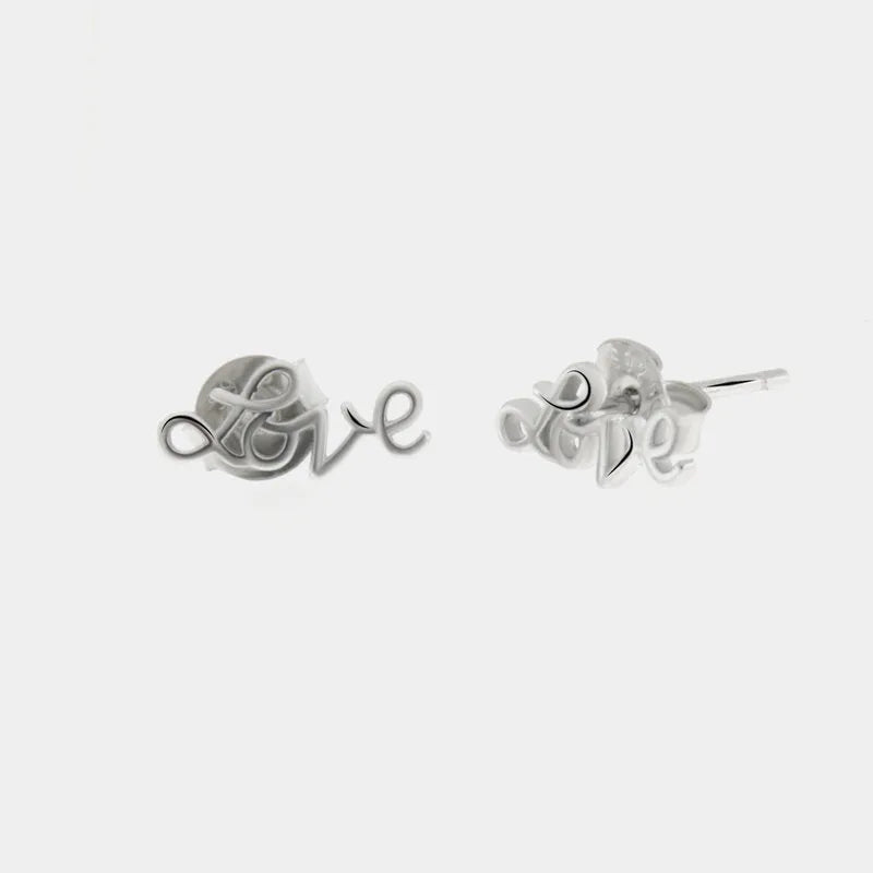 925 Silver Earrings with Love Writing