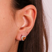 Orecchini in Argento 925  con pietra centrale champagne e contorno in zirconi bianchi