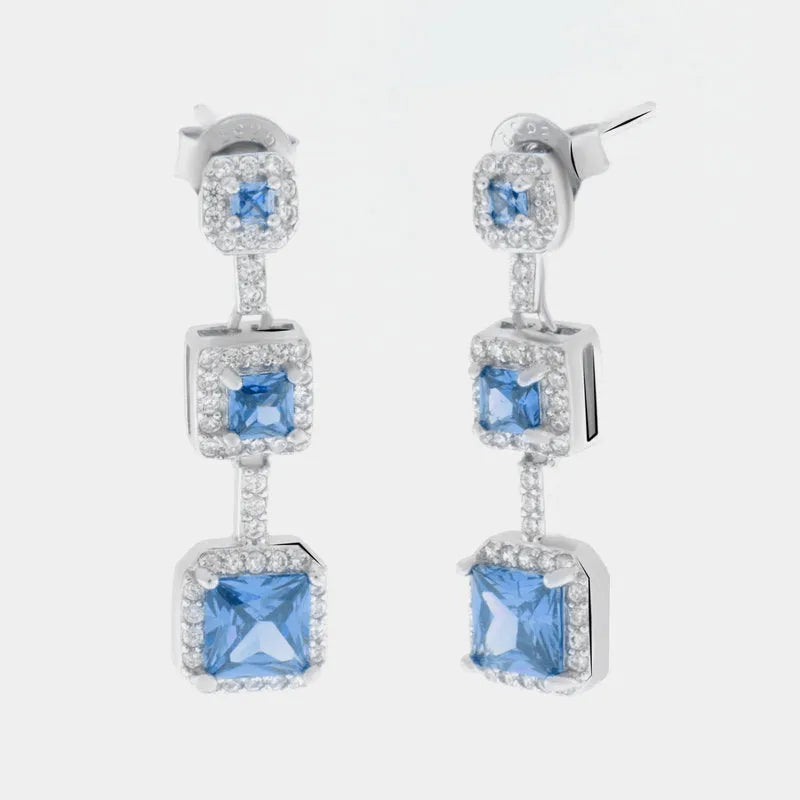 925 Silver Earrings with Blue Zirconia