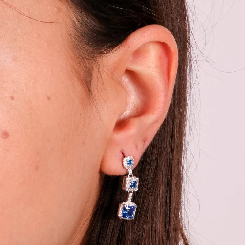 925 Silver Earrings with Blue Zirconia