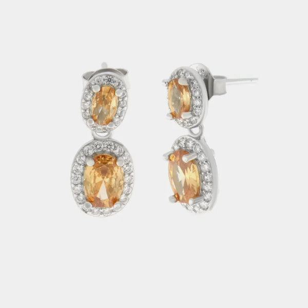 Orecchini in Argento 925 con zirconi champagne - BYSIMON gioielli