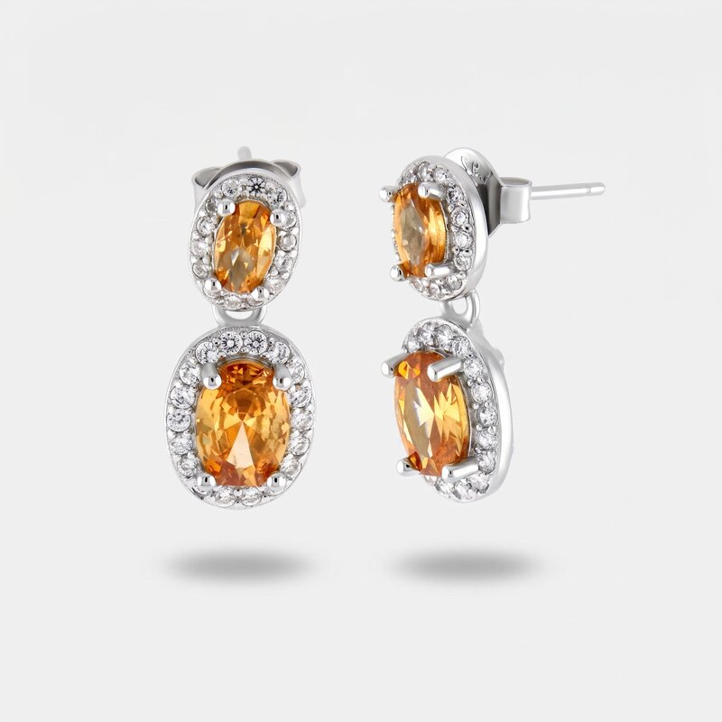 Orecchini in Argento 925 con zirconi champagne - BYSIMON gioielli