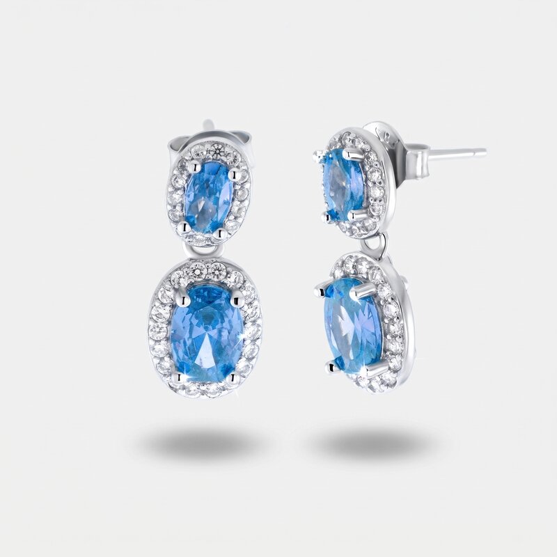 Orecchini in Argento 925  con zirconi azzurri - BYSIMON gioielli