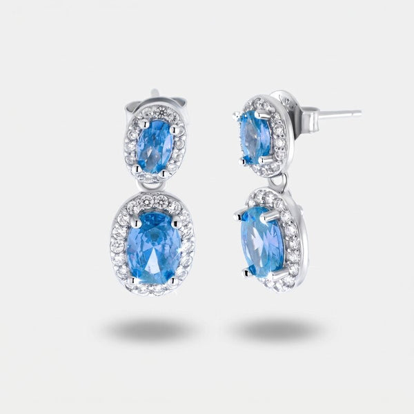 Orecchini in Argento 925  con zirconi azzurri - BYSIMON gioielli