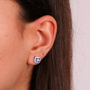 Orecchini in Argento 925  con zircone centrale blu