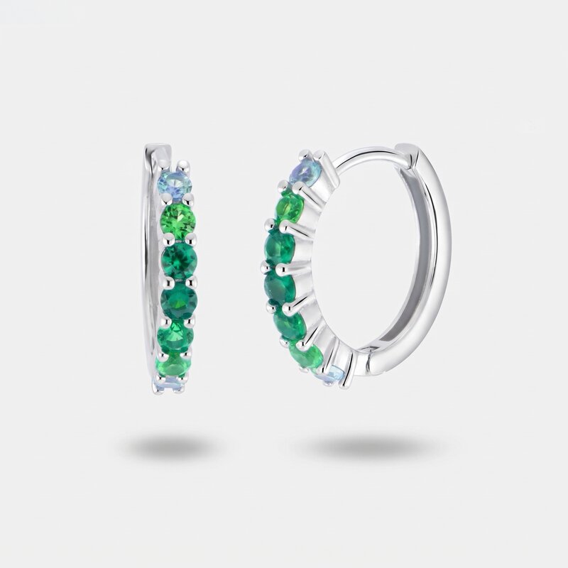 Orecchini in Argento 925 con zirconi nelle sfumature del verde - BYSIMON gioielli