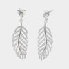 Orecchini in Argento 925  pendenti a forma di foglia con zirconi bianchi