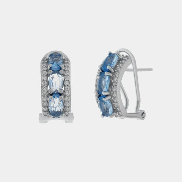 Orecchini in Argento 925 con zirconi azzurri e bianchi - BYSIMON gioielli